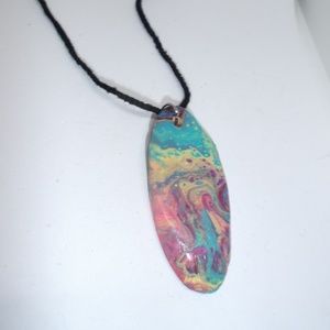 Rainbow Driftwood Handpainted Artisan Pendant